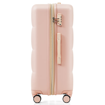 20-Inch ABS Hardshell Carry-on Suitcase with USB Charging Port & Cup Holder - Pink