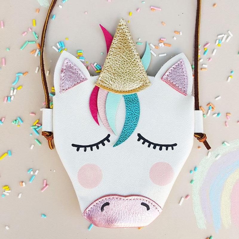 Cute Cartoon Unicorn Leather Shoulder Bag for Kids - Mini Crossbody Coin Purse & Messenger Bag for Girls