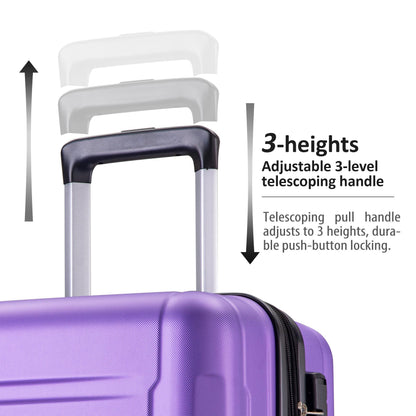 2-Piece Expandable ABS Lightweight Spinner Luggage Set with TSA Lock - Purple (20"+24")