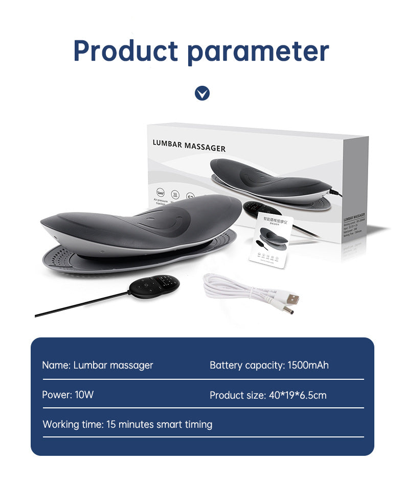 Smart Lumbar Traction Massager | Heated Back Stretcher with Air Pressure Relief & Cervical Support