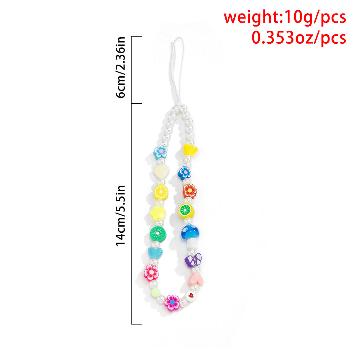 Beaded Daisy & Fruit Phone Chain Lanyard - Colorful Aesthetic Charm & Keychain