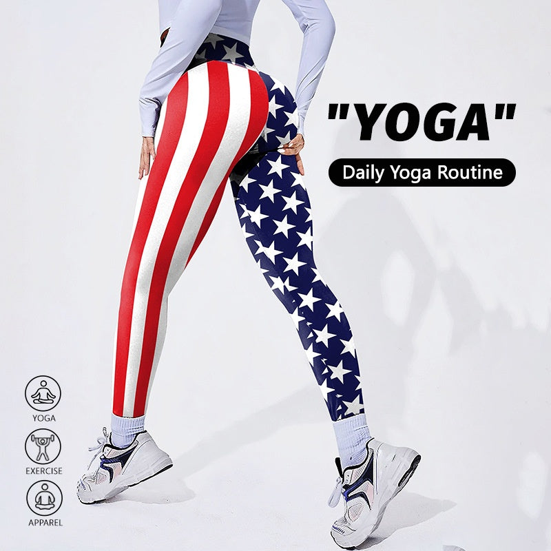 USA National Flag Women's Printed Yoga Pants - Patriotic Sports Tights