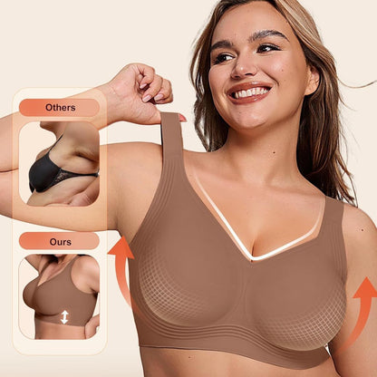 Non-Wire Full Coverage Comfort Bra - Seamless Push-Up Top for Large Bust