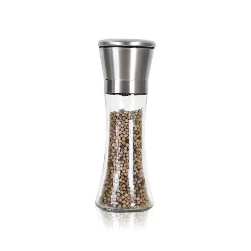 Manual Stainless Steel Salt and Pepper Grinder - Adjustable Coarseness Glass Spice Mill & Seasoning Bottle