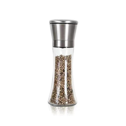 Manual Stainless Steel Salt and Pepper Grinder - Adjustable Coarseness Glass Spice Mill & Seasoning Bottle