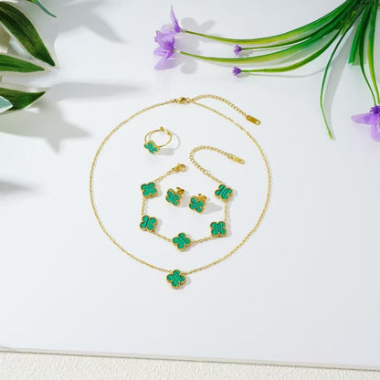 Luxury Four-Leaf Clover Chain Bracelet - Minimalist Lucky Flower Jewelry