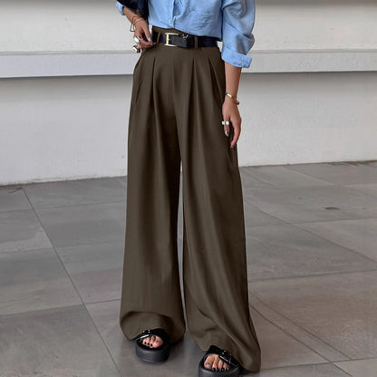 British Style Light Luxury Pleated Drape Casual Wide Leg Pants