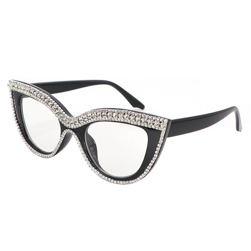 Luxury Cat Eye Anti-Blue Light Reading Glasses - Rhinestone Trim Presbyopic Eyewear for Women