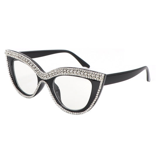 Luxury Cat Eye Anti-Blue Light Reading Glasses - Rhinestone Trim Presbyopic Eyewear for Women