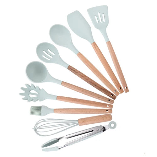 Non-Stick Kitchen Tools Set including Spatula, Spoon, and Tongs