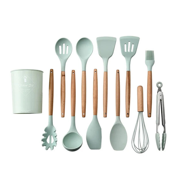 Non-Stick Kitchen Tools Set including Spatula, Spoon, and Tongs