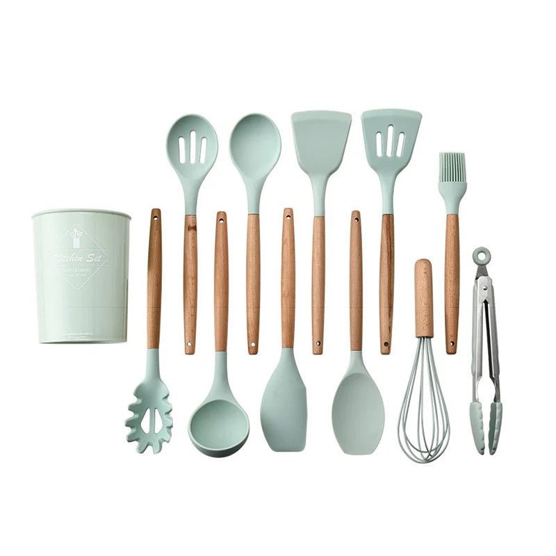 Non-Stick Kitchen Tools Set including Spatula, Spoon, and Tongs