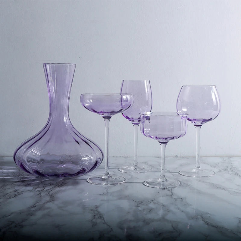 Luxury Lavender Crystal Wine Glass & Champagne Goblet Set | Nordic Style