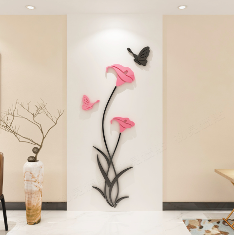 3D Crystal Acrylic Lily Wall Stickers – Creative Floral Wall Art for Living Room & Bedroom