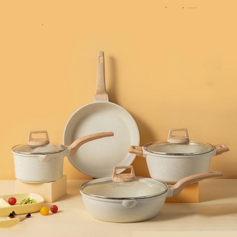 Product Title: Premium Medical Stone Non-Stick Cookware Set - Marble Finish Frying Pan, Soup Pot & Wok (Eco-Friendly & Durable)