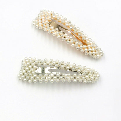 Vintage Faux Pearl Water Drop Hair Clips (Set of 2) / Bridal Wedding Gold/Silver Tone Metal Hairpins for Women