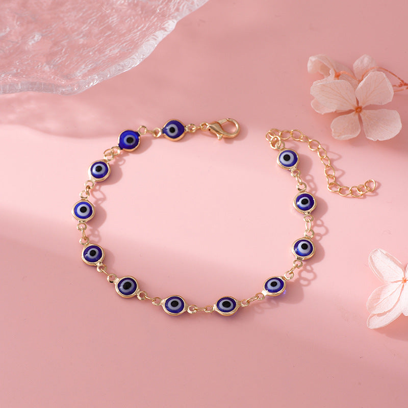 Trendy Women's Gold Chain Evil Eye Bracelet (Nazar Amulet Jewelry)
