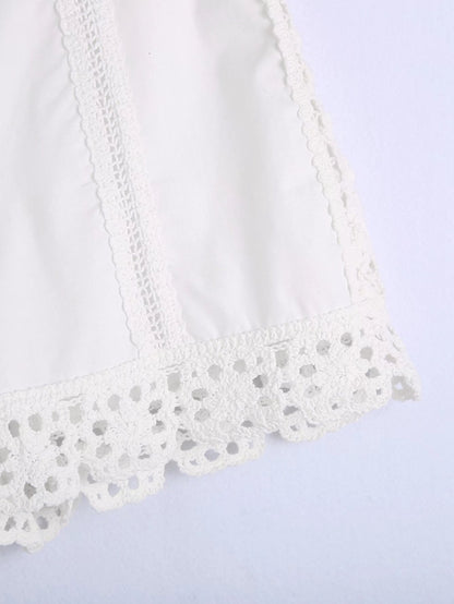 Fresh White Crochet Lace Summer Shorts – Breathable High-Waist Boho Beach Bottoms for Women