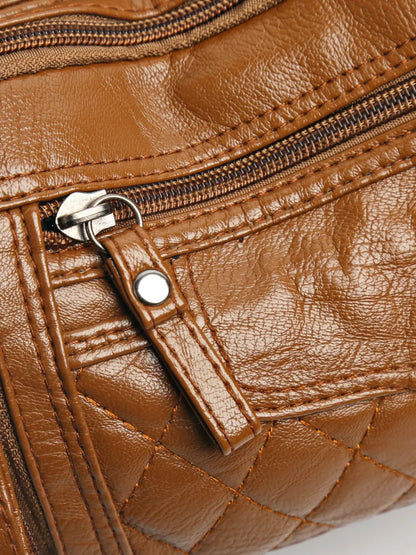 Vintage Style PU Leather Multi-Pocket Crossbody Shoulder Bag