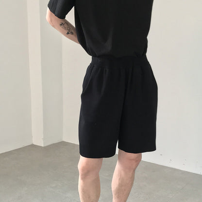 Premium Ice Silk Knitted Shorts - Ultra-Breathable Casual Loose Five-Quarter Pants