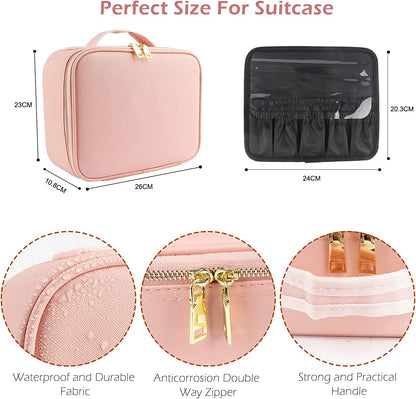 Large Capacity LED Mirror Makeup Bag – Multifunctional DIY Partition Storage Box