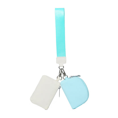 Portable 2-in-1 Mini Wristlet Card Bag - Bank Card & Coin Change Storage Small Purse Set