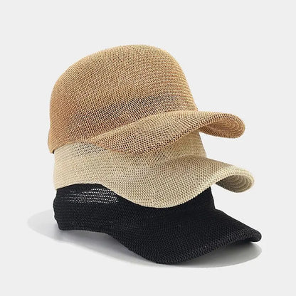 Summer Breathable Straw Baseball Cap - Lightweight Paper Grass Sun Hat for Women