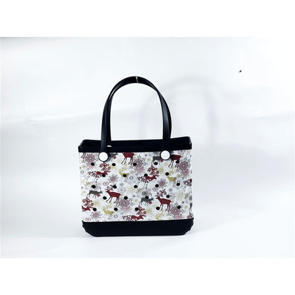 Printed EVA Beach Storage Bag - Waterproof Outdoor Basket & Handbag with Cow Print