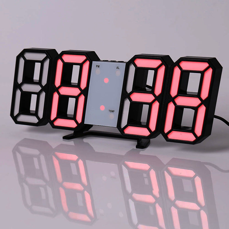 3D LED Digital Alarm Clock - Modern Wall & Desk Clock with Colorful Display