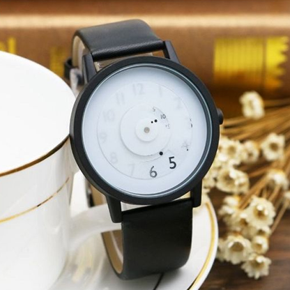 Trendy Pointerless Concept Watch with Stainless Steel Mesh Strap.