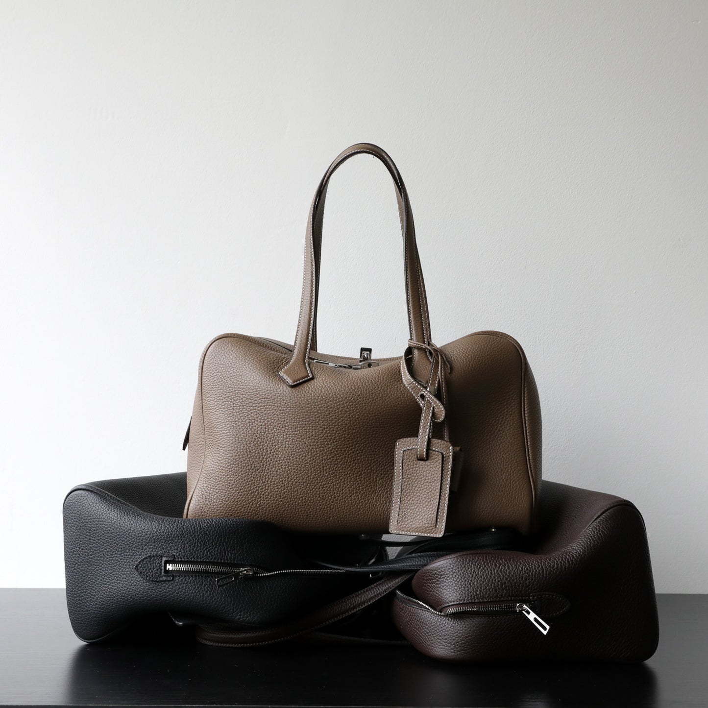 Elegant Textured Leather Handbag and Crossbody Bag