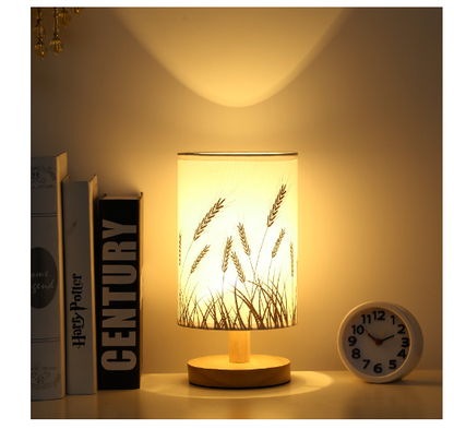 Nordic Wooden LED Table Lamp – Elegant Linen Night Light with USB Power for Bedroom & Office