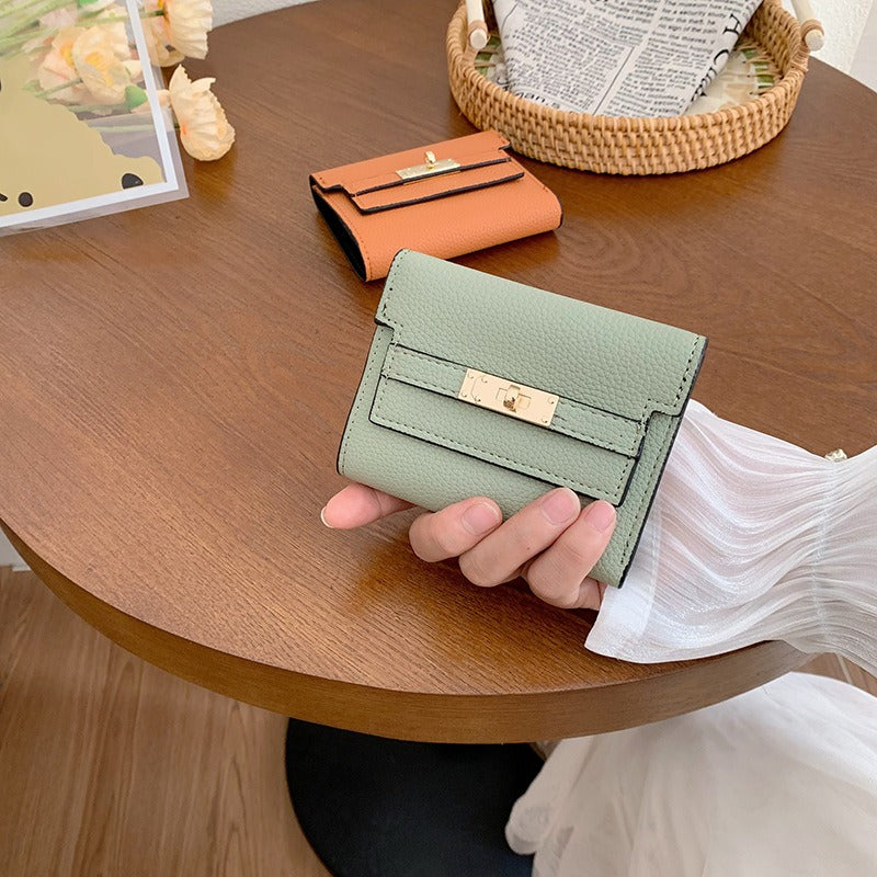 Women's Premium Small Wallet with Gold-Tone Buckle Closure - Instagram Style