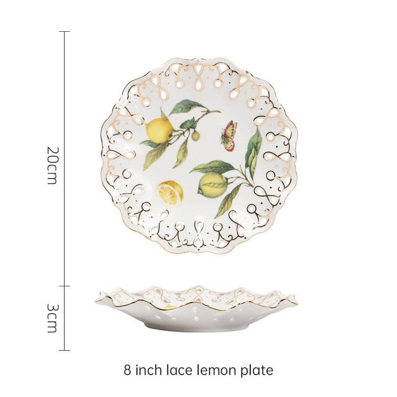 European-Style Elegant Lemon Ceramic Espresso Cup and Saucer Set