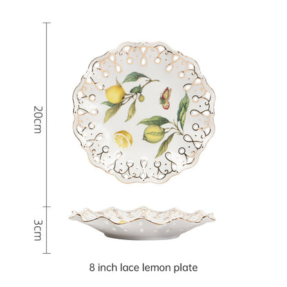 European-Style Elegant Lemon Ceramic Espresso Cup and Saucer Set