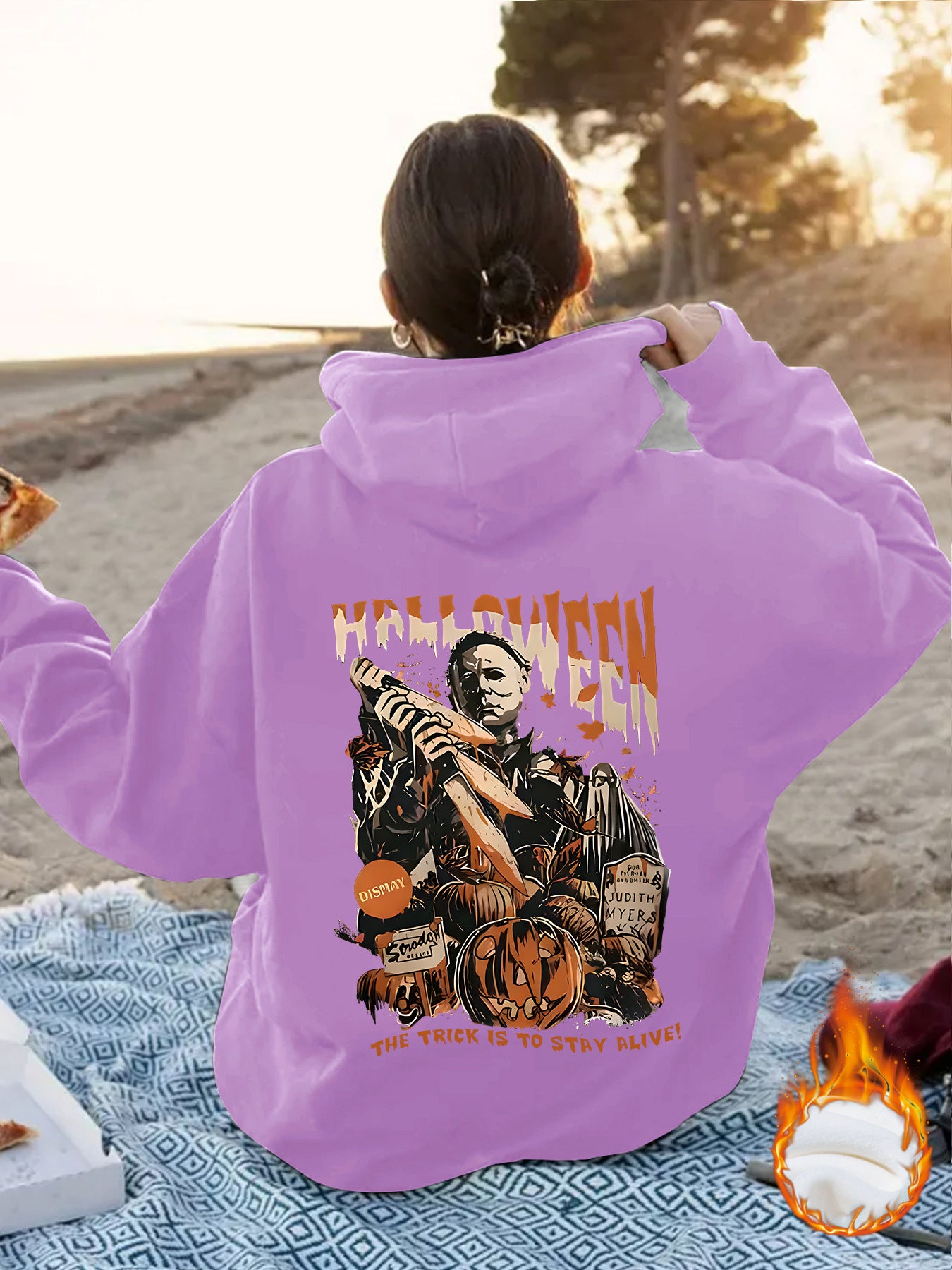 Grunge Skull Graphic Print Fleece Hoodie | Oversized Rust Brown Pullover for Streetwear