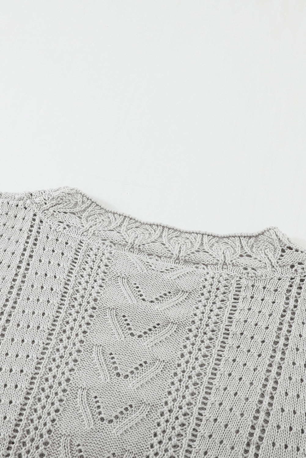Boho Chic Crochet Knit Sweater - Breezy White Pointelle Pullover