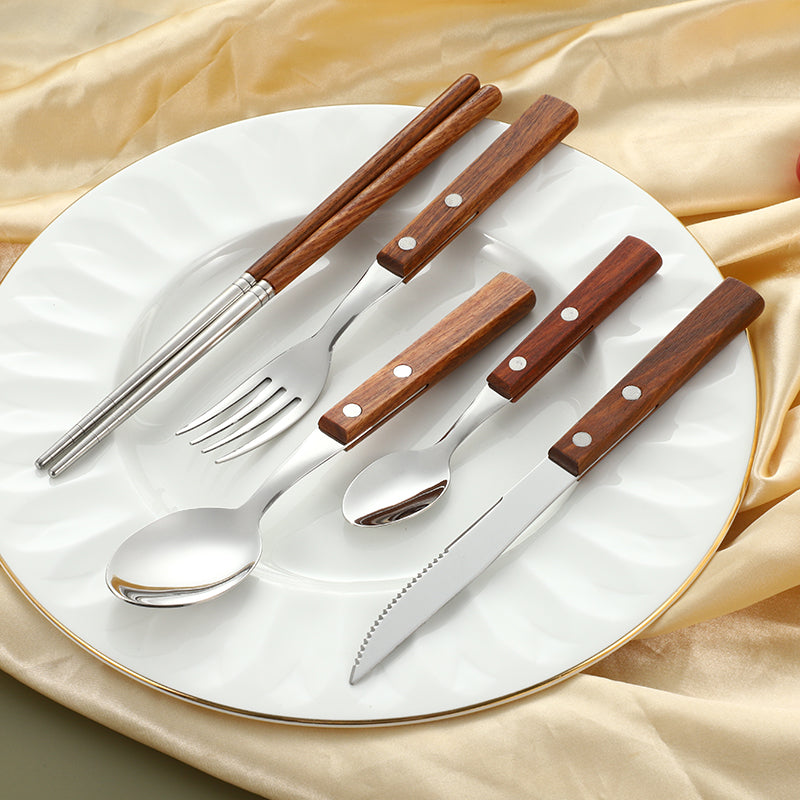 304 Stainless Steel Western Cutlery Set with Japanese Rosewood Handle