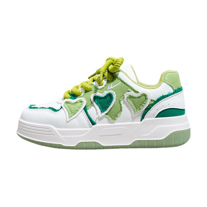 Women's Love Heart Dopamine Sneakers - Thick Soled Comfortable Fashion Shoes