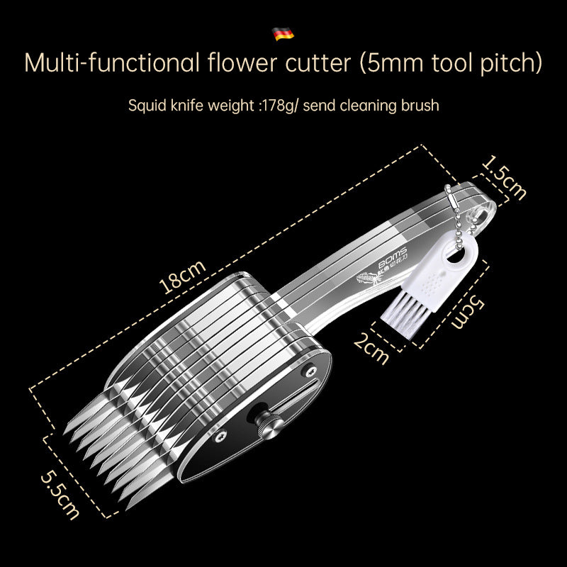 Multi-Blade Stainless Steel Vegetable Slicer & Carving Tool - Precision Squid Flower Knife & Scallion Silk Cutter
