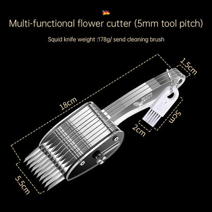 Multi-Blade Stainless Steel Vegetable Slicer & Carving Tool - Precision Squid Flower Knife & Scallion Silk Cutter