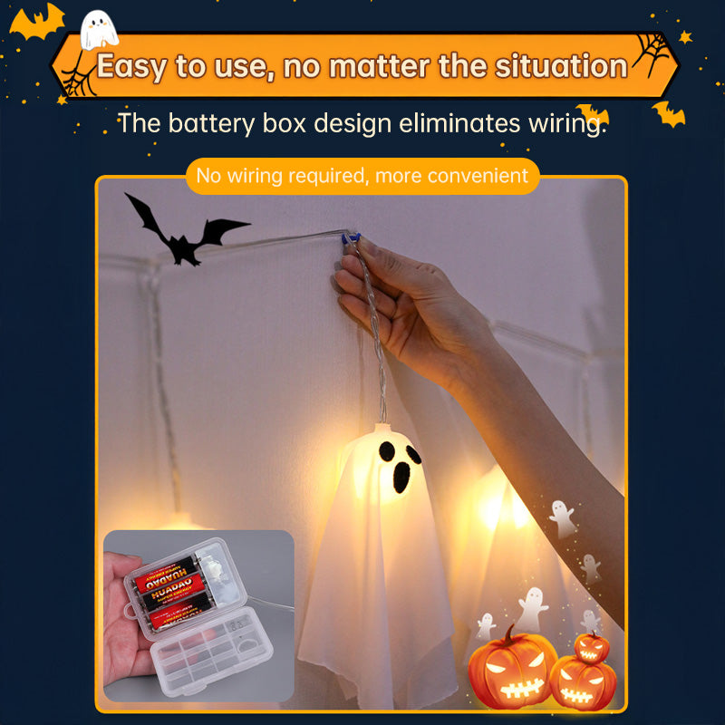 Halloween Ghost String Lights with 8 Modes / Waterproof Indoor/Outdoor Decor for Haunted House, Party, and Porch