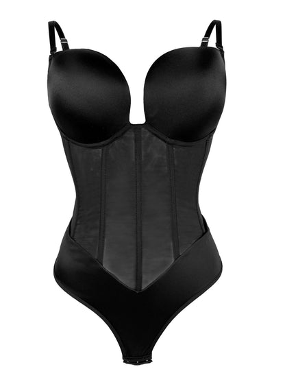 Deep V Backless Shapewear Bodysuit - Tummy Control Thong Shaper