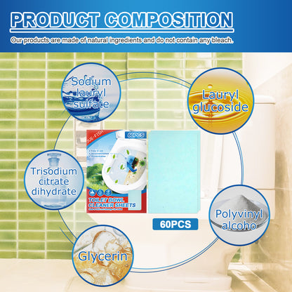 Powerful Toilet Bowl Cleaner Sheets - Automatic De-stain & Deodorizing Tablets