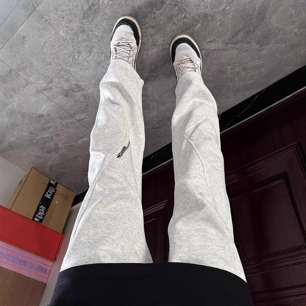 Men's Premium Gray Cargo Sweatpants - Athletic Straight Leg Trousers