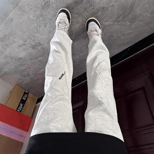 Men's Premium Gray Cargo Sweatpants - Athletic Straight Leg Trousers