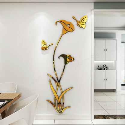 3D Crystal Acrylic Lily Wall Stickers – Creative Floral Wall Art for Living Room & Bedroom