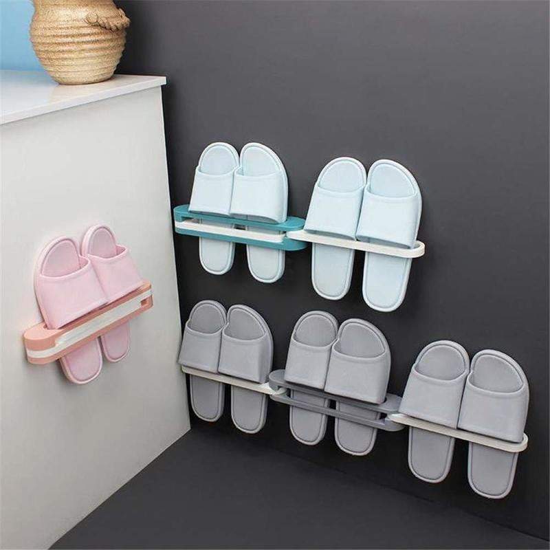 Wall Mounted Folding Slipper Rack & Shoe Organizer