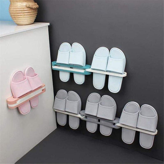 Wall Mounted Folding Slipper Rack & Shoe Organizer