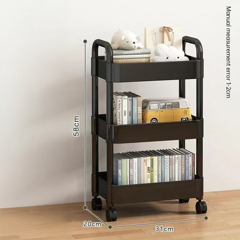 Multi-Layer Wheeled Utility Cart | Rolling Storage Shelf for Home, Kitchen, Bathroom (Snacks, Books)